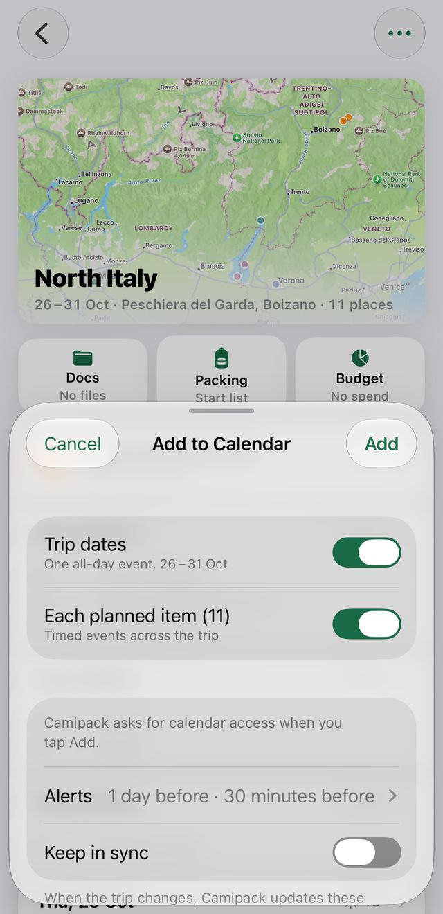 Step 4: Add a trip to your calendar