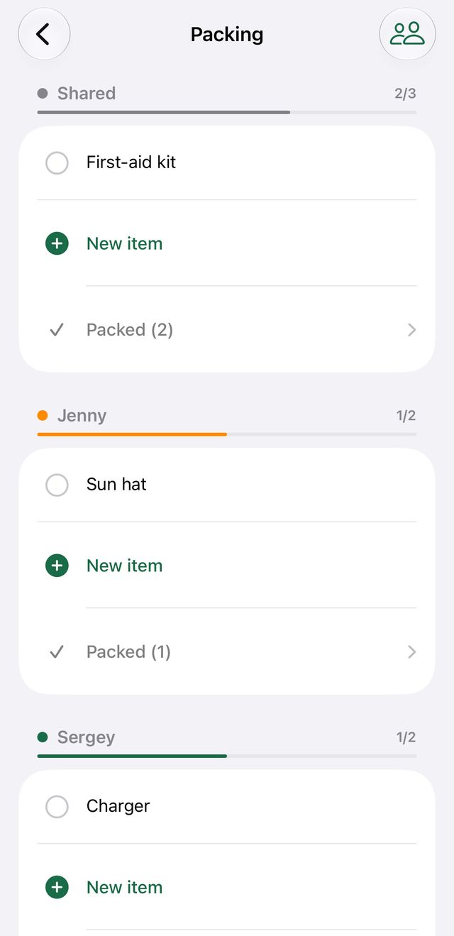 Step 3: Packing lists